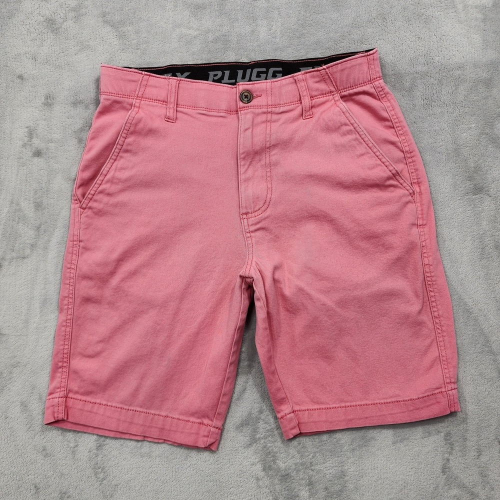 Plugg Shorts Mens 29 Pink Stretch Chino Flat Front 9 Inseam Casual Summer